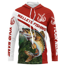 Load image into Gallery viewer, Walleye Fishing Custom Long Sleeve Fishing Shirts, Walleye Tournament Fishing Jerseys | Red IPHW5745