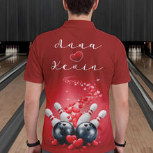 Load image into Gallery viewer, Custom Red Valentine Bowling Polo Shirts For Men, Valentines Day Couple Bowling Outfits  IPHW8348
