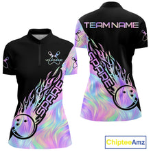 Load image into Gallery viewer, Custom Holographic Flame Spare Bowling Women Shirts, Bowling Team League Jerseys IPHW10688