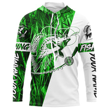 Load image into Gallery viewer, Custom Crappie Fishing Tattoo Long Sleeve Shirts, Green Grass Camo Crappie Fishing Jerseys IPHW6345
