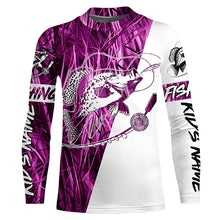 Load image into Gallery viewer, Custom Crappie Fishing Tattoo Long Sleeve Shirts, Pink Grass Camo Crappie Fishing Jerseys IPHW6348