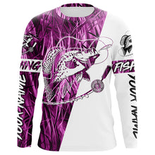 Load image into Gallery viewer, Custom Crappie Fishing Tattoo Long Sleeve Shirts, Pink Grass Camo Crappie Fishing Jerseys IPHW6348