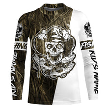 Load image into Gallery viewer, Grass Camo Skull Fisherman Custom Long Sleeve Fishing Shirts, Skeleton Fishing Jerseys IPHW6350