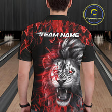 Load image into Gallery viewer, Custom Red Flame Lion Bowling Polo Team Shirts For Men, Lion Bowling League Shirt IPHW9326