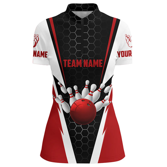Bowling Shirts For Women Custom Team Name Strike Bowling Ball And Pins, Team Bowling Shirts IPHW4968