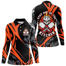 Load image into Gallery viewer, Custom Flame Skull Pickleball Polo Shirts For Women&#39;s &quot;Stay Out Of The Kitchen&quot; IPHW6908