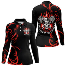 Load image into Gallery viewer, Custom Flame Skull Pickleball Polo Shirts For Women&#39;s &quot;Stay Out Of The Kitchen&quot; | Red IPHW6909