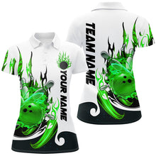 Load image into Gallery viewer, Custom Blue Flame Bowling Shirts For Women, Galaxy Bowling Team Shirts Bowling Uniform IPHW7085