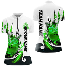 Load image into Gallery viewer, Custom Blue Flame Bowling Shirts For Women, Galaxy Bowling Team Shirts Bowling Uniform IPHW7085