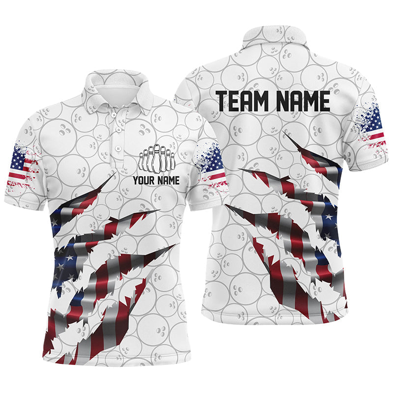 Custom Patriotic Bowling Shirts For Men, US Bowling Team Shirts American Flag Bowling IPHW7380