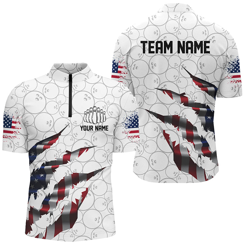 Custom Patriotic Bowling Shirts For Men, US Bowling Team Shirts American Flag Bowling IPHW7380