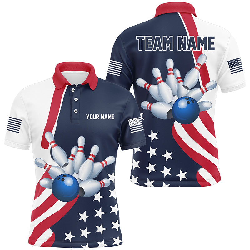 Custom Patriotic Bowling Shirts For Men, US Bowling Team Shirts American Flag Shirt IPHW7395