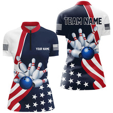 Load image into Gallery viewer, Custom Patriotic Bowling Shirts For Women, US Bowling Team Shirts American Flag Shirt IPHW7395