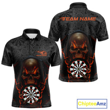 Load image into Gallery viewer, Custom Dartboard Pattern Dart Team Men Polo Shirts, Halloween Skull Dart Team Jerseys IPHW10001