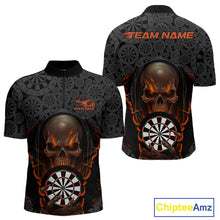Load image into Gallery viewer, Custom Dartboard Pattern Dart Team Men Quarter-Zip Shirts, Halloween Skull Dart Team Jerseys IPHW10001