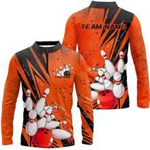 Load image into Gallery viewer, Black And Orange Custom Grunge Bowling Shirts For Men, Bowling League Shirt Bowling Team Jersey IPHW7906