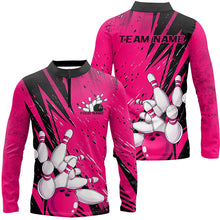 Load image into Gallery viewer, Black And Pink Custom Grunge Bowling Shirts For Men, Bowling League Shirt Bowling Team Jersey IPHW7908