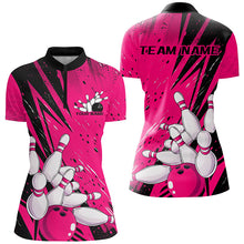 Load image into Gallery viewer, Black And Pink Custom Grunge Ladies Bowling Shirt, Bowling League Shirt Bowling Team Jersey IPHW7908