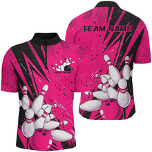 Load image into Gallery viewer, Black And Pink Custom Grunge Bowling Shirts For Men, Bowling League Shirt Bowling Team Jersey IPHW7908