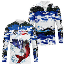 Load image into Gallery viewer, Custom Patriotic Walleye Fishing Camo Jerseys, American Flag Walleye Long Sleeve Fishing Shirts IPHW6050