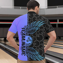 Load image into Gallery viewer, Blue And Purple Custom Bowling Tournament Men Quarter-Zip Shirts, Bowling Ball And Wings Jerseys IPHW8845