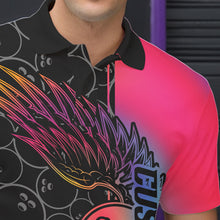 Load image into Gallery viewer, Colorful Rainbow Custom Bowling Tournament Men Polo Shirts, Bowling Ball And Wings Jerseys IPHW8846