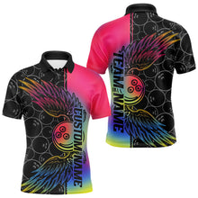 Load image into Gallery viewer, Colorful Rainbow Custom Bowling Tournament Men Polo Shirts, Bowling Ball And Wings Jerseys IPHW8846