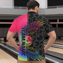 Load image into Gallery viewer, Colorful Rainbow Custom Bowling Tournament Men Quarter-Zip Shirts, Bowling Ball And Wings Jerseys IPHW8846