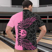 Load image into Gallery viewer, Black And Pink Custom Bowling Tournament Men Quarter-Zip Shirts, Bowling Ball And Wings Jerseys IPHW8848