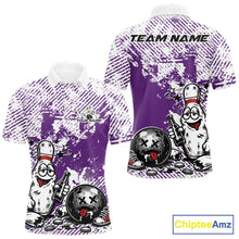 Load image into Gallery viewer, Purple Custom Funny Drunk Bowling Ball And Pin Bowling Beer Men Polo Shirt, Bowler Jersey IPHW11241