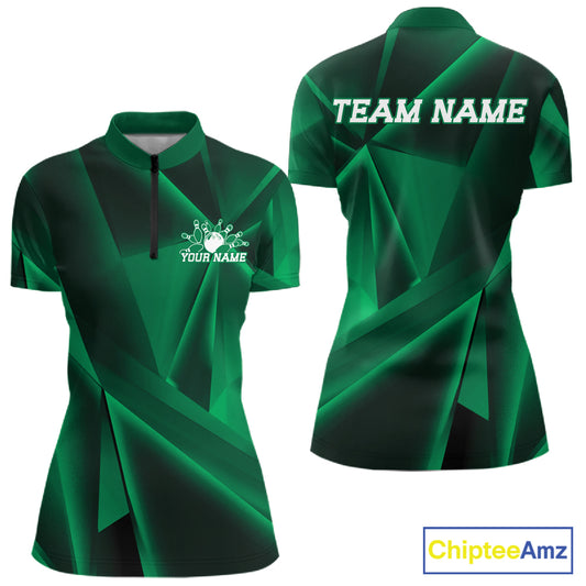 Green sports jersey with 'TEAM NAME' text on a white background, featuring a logo and text space for personalization.