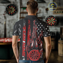 Load image into Gallery viewer, Custom Red Thin Line US Flag Patriotic Flame Dartboard Dart Men Polo Shirts, Dart Jerseys IPHW9639