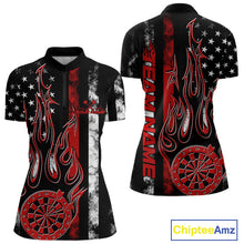 Load image into Gallery viewer, Custom Red Thin Line US Flag Patriotic Flame Dartboard Dart Women Quarter-Zip Shirts IPHW9639