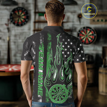 Load image into Gallery viewer, Custom Green Thin Line US Flag Patriotic Flame Dartboard Dart Men Polo Shirts, Dart Jerseys IPHW9641