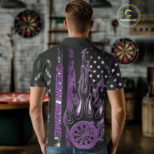 Load image into Gallery viewer, Custom Purple Thin Line US Flag Patriotic Flame Dartboard Dart Men Polo Shirts, Dart Jersey IPHW9642