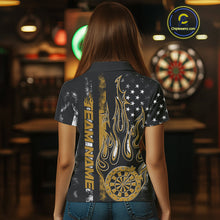 Load image into Gallery viewer, Custom Yellow Thin Line US Flag Patriotic Flame Dartboard Women Polo Shirt, Dart Jersey IPHW9643