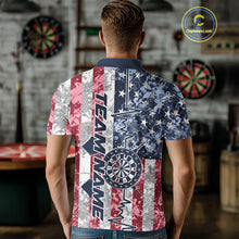Load image into Gallery viewer, Custom US Flag Patriotic Dart Pulse Line Polo Shirts For Men, Dart Team Shirt IPHW9649