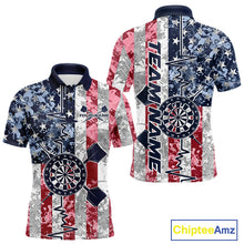 Load image into Gallery viewer, Custom US Flag Patriotic Dart Pulse Line Polo Shirts For Men, Dart Team Shirt IPHW9649