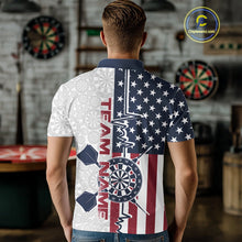 Load image into Gallery viewer, Custom US Flag Patriotic Dart Pulse Line Polo Shirts For Men, Dart Team Shirt IPHW9650