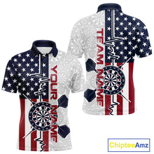Load image into Gallery viewer, Custom US Flag Patriotic Dart Pulse Line Polo Shirts For Men, Dart Team Shirt IPHW9650