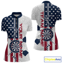 Load image into Gallery viewer, Custom US Flag Patriotic Dart Pulse Line Quarter-Zip Shirts For Women, Dart Team Shirt IPHW9650
