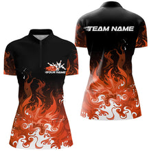 Load image into Gallery viewer, Custom Flame Ladies Bowling Shirts, Team Name Orange Bowling League Shirts Bowlers Outfits IPHW7404