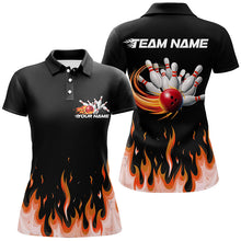 Load image into Gallery viewer, Custom Flame Bowling Shirts For Women, Bowling Team Shirts With Name Bowling League Shirt IPHW7406