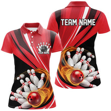 Load image into Gallery viewer, Custom Red Flame Ladies Bowling Shirts, Bowling League Bowling Team Shirts Bowlers Outfit IPHW7414