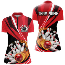 Load image into Gallery viewer, Custom Red Flame Ladies Bowling Shirts, Bowling League Bowling Team Shirts Bowlers Outfit IPHW7414