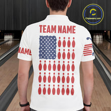Load image into Gallery viewer, Polo shirt Custom Mens Bowling Shirts, Customizable American Flag Bowling Pin Polo Shirt For Team IPHW3809