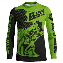 Load image into Gallery viewer, Personalized Bass Fishing Jerseys, Bass Fishing Long Sleeve Fishing Tournament Shirts | Green IPHW5751