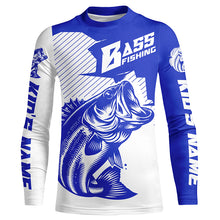 Load image into Gallery viewer, Personalized Bass Fishing Jerseys, Bass Fishing Long Sleeve Fishing Tournament Shirts | Blue IPHW5752