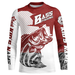 Personalized Bass Fishing Jerseys, Bass Fishing Long Sleeve Fishing Tournament Shirts | Red Camo IPHW5753