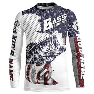 Personalized American Flag Bass Fishing Jerseys, Patriotic Bass Fishing Tournament Shirts IPHW5754